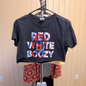 Black Graphic Crop Top